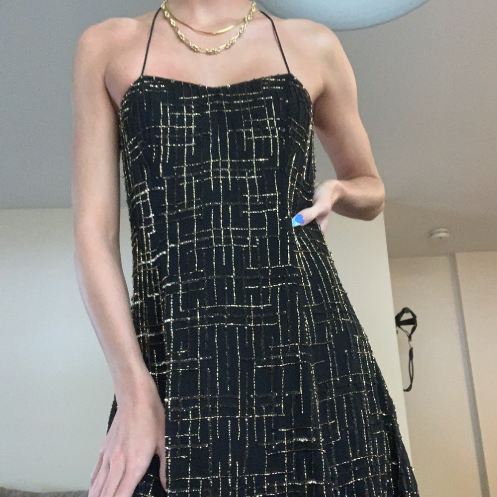 Chelsea & Violet Black / Gold Sequin Dress